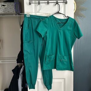 Green scrubs with jogger pants